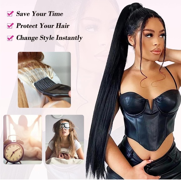 36 Inch-180 Gram Ponytail Extension, Straight Drawstring Ponytail Hair Extension - Picture 6 of 7